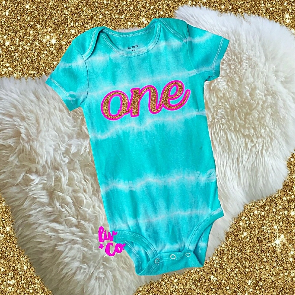 Tie Dye Baby Girl One 1st Birthday Bodysuit Outfit